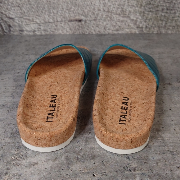 Italeau Teal Leather Sandals